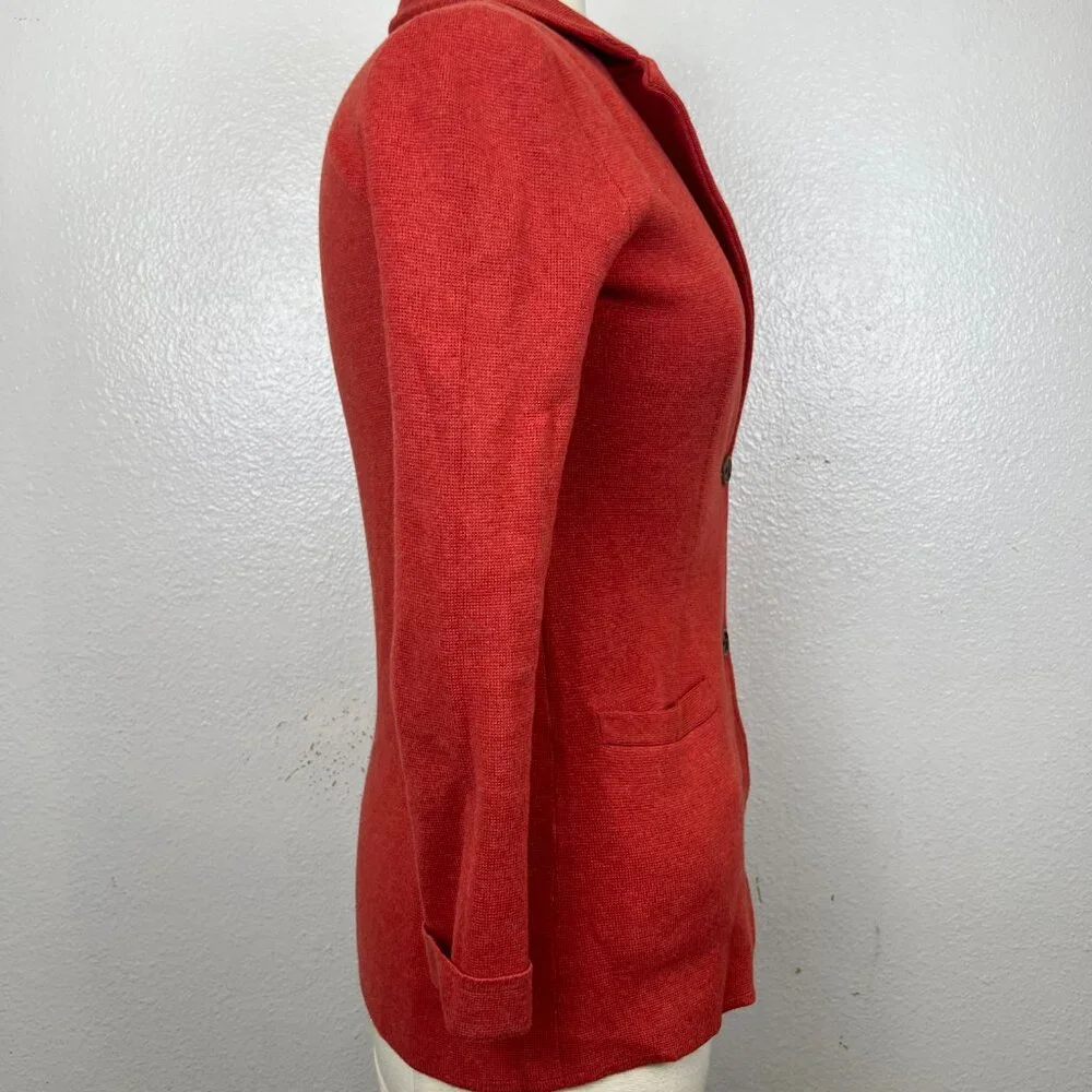 J Crew Sweater Blazer Womens XXS Burnt Orange Rust Jacket Two Button Pockets‎